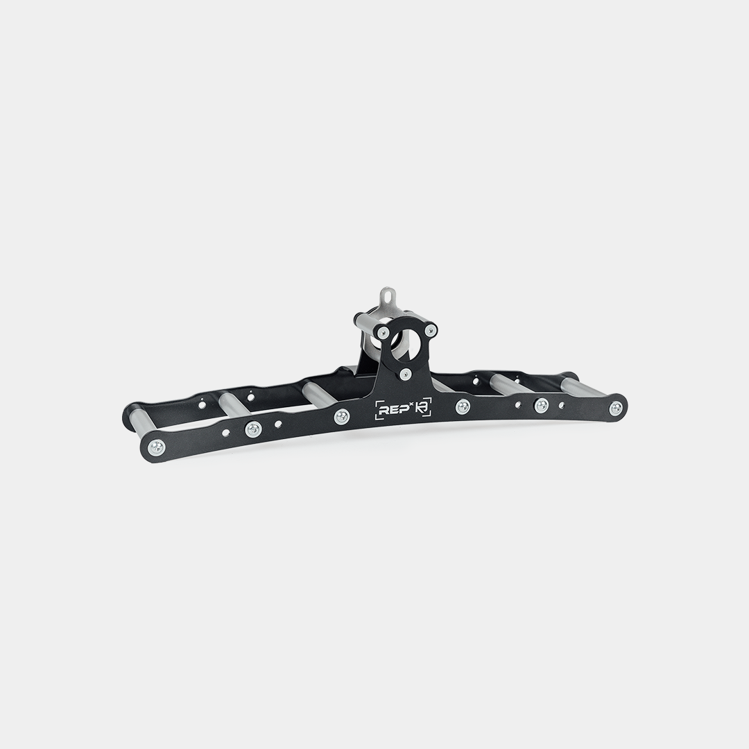 rep kleva atlas multi-grip cable/landmine attachment with colorado knurl on white floor background
