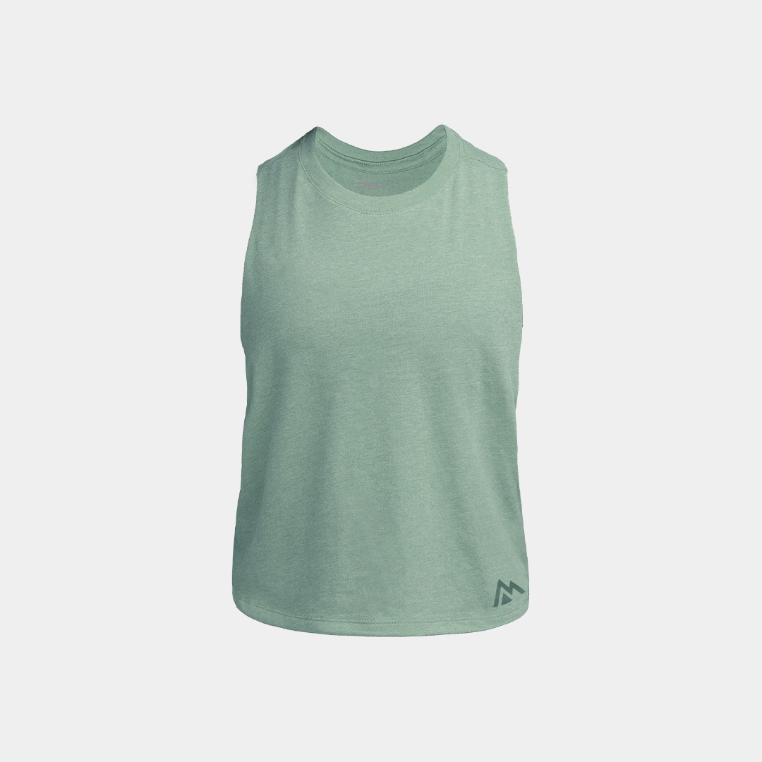 REP Women’s Peak Cropped Dual-Blend Tank, Heather Sage_Sage, XSmall – WEB